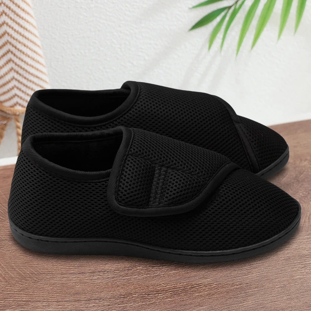 Unisex Diabetic Shoes Wide Walking Shoes Plush Lining Slip-On Orthopedic Shoes Hook and Loop Sneakers for Swollen Feet