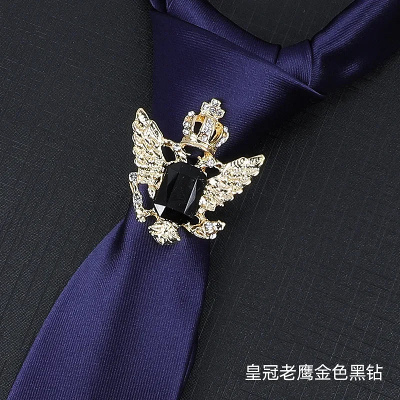 Vintage Knight Business Shirt Tie Buckle Collar Clip Tie Hoop Rudder Eagle Tie Hoop Crystal Rhinestone Jewelry Men Accessories