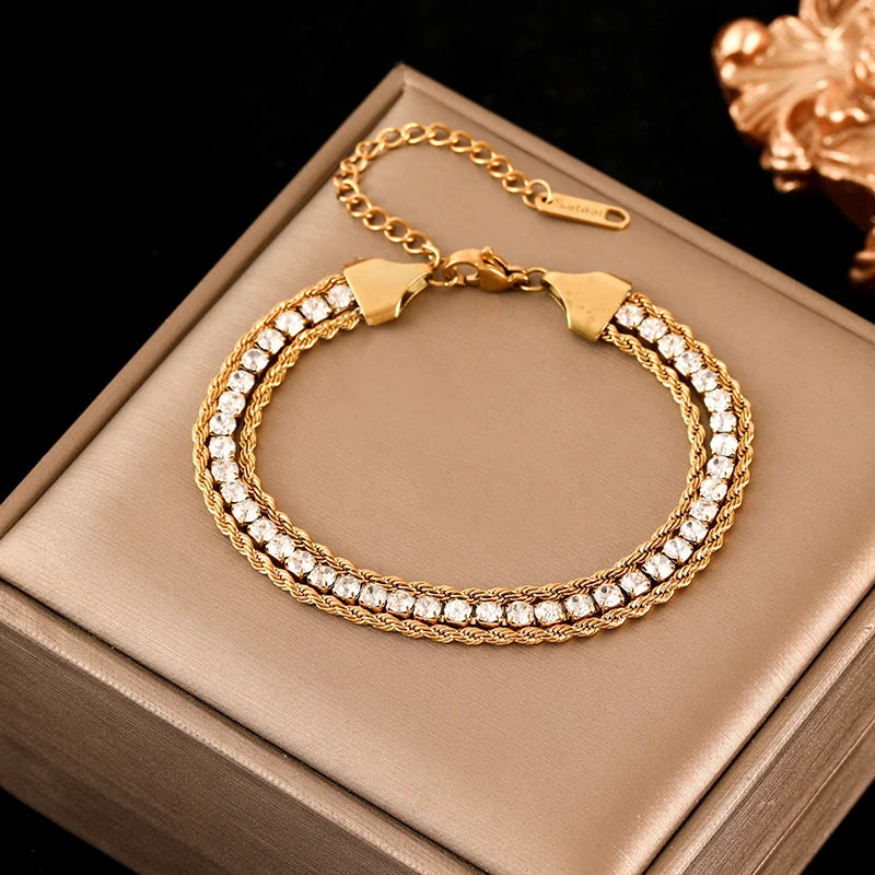 EILIECK 316L Stainless Steel Gold Color Bangles Bracelet For Women New Trendy Wrist Chain Waterproof Jewelry Gift Party Bijoux - Clikcy