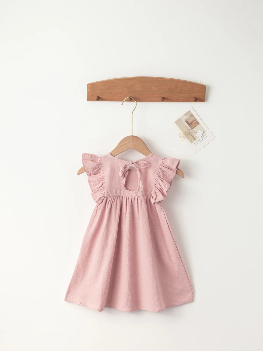 Baby Girls' Flying Sleeve Dress Tie-back Overall Dress Cotton Kids Casual Clothes Summer 2024 - Clikcy