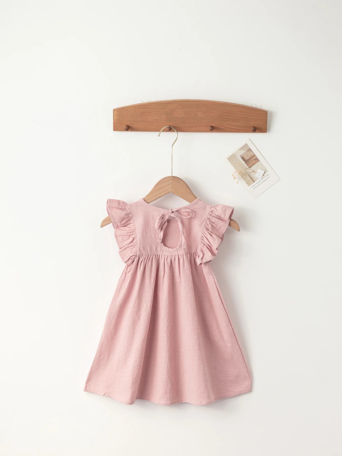 Baby Girls' Flying Sleeve Dress Tie-back Overall Dress Cotton Kids Casual Clothes Summer 2024 - Clikcy