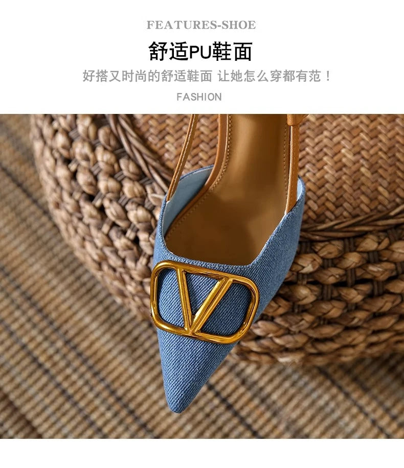 Fashion Slingback Black Comfortable Women Summer Pumps Shoes Outside Very High Heel Sandals 2025 Trend for Wedding Party Dress - Clikcy