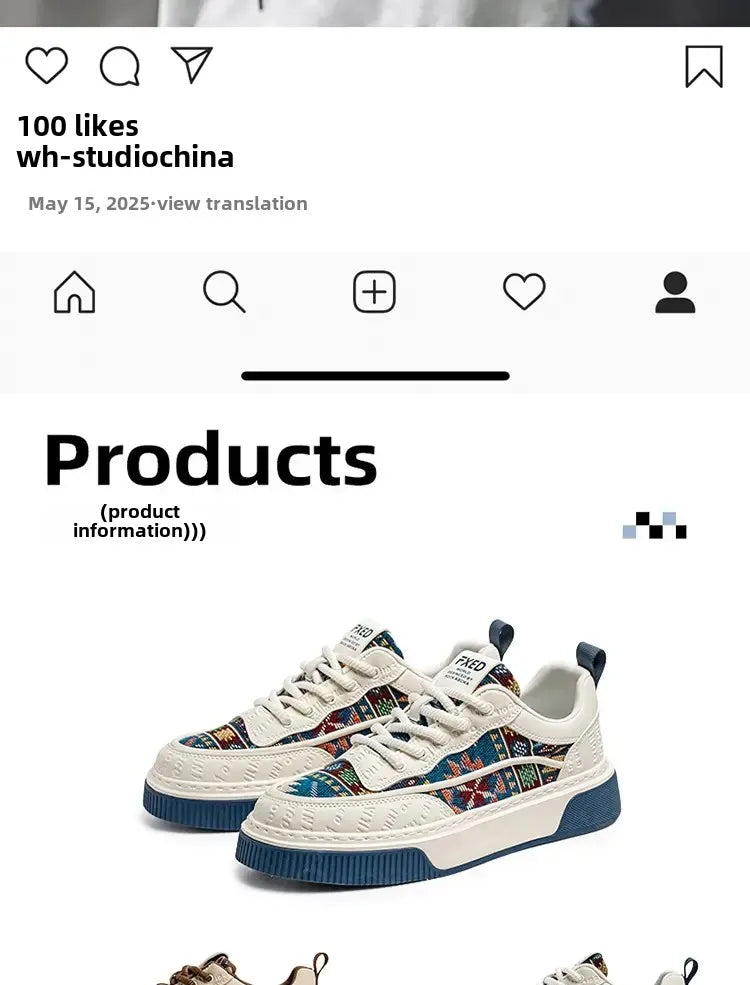 Men's Shoes 2025 New Trend Printed Fashion Shoes All Kinds of High Sense Board Shoes Daily Wear Street Casual Shoes - Clikcy