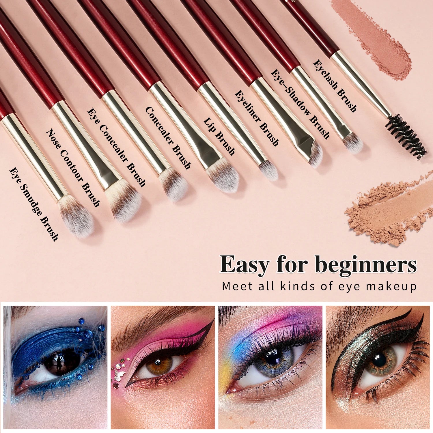 BEILI Professional Makeup Brushes 9/15/30Pcs for Foundation Contour Eyeshadow Blending Synthetic Hair Cosmetics Brush Set - Clikcy