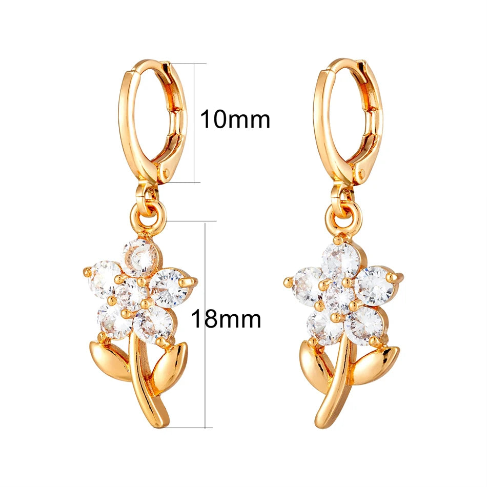 Dainty Micro Inlaid Zircon Golden Drop Earrings 10mm Hoop Dangle Crystal Pendant Elegant Women Jewelry Luxury Accessories Gifts - Clikcy