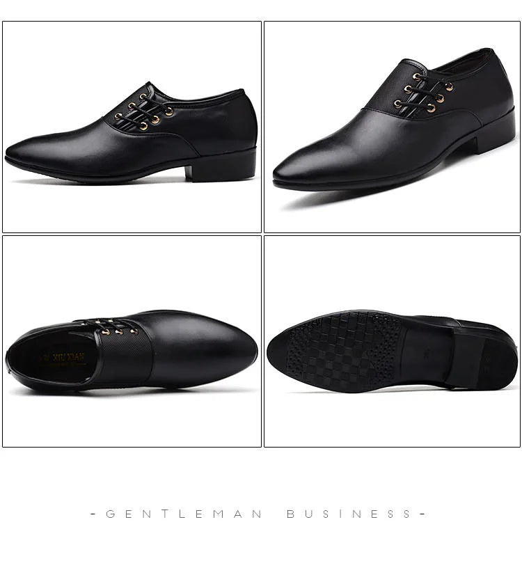Men Formal Leather Shoes Lace Up Oxford Casual Business Black Leather Shoes Men Wedding Party Office Work Shoes