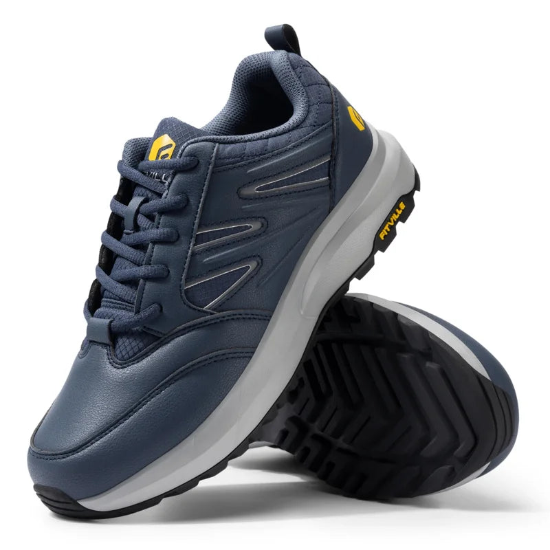 FitVille Men'S Widened Hiking Waterproof Outdoor Work Hiking Shoes With Arch Support To Relieve Heel Pain Lightweight Non-Slip - Clikcy