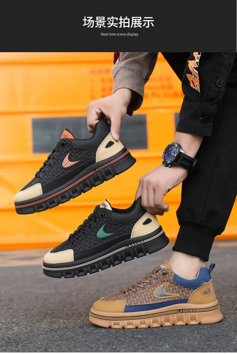 Spring and Autumn paragraph Men Chunky Sneakers Fashion Non-slip  Men's Sneakers comfortable Casual Board Shoe