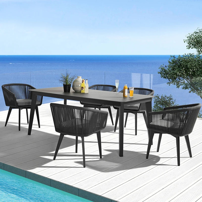 Modern Outdoor Rattan Garden Set, Aluminum Furniture - Clikcy