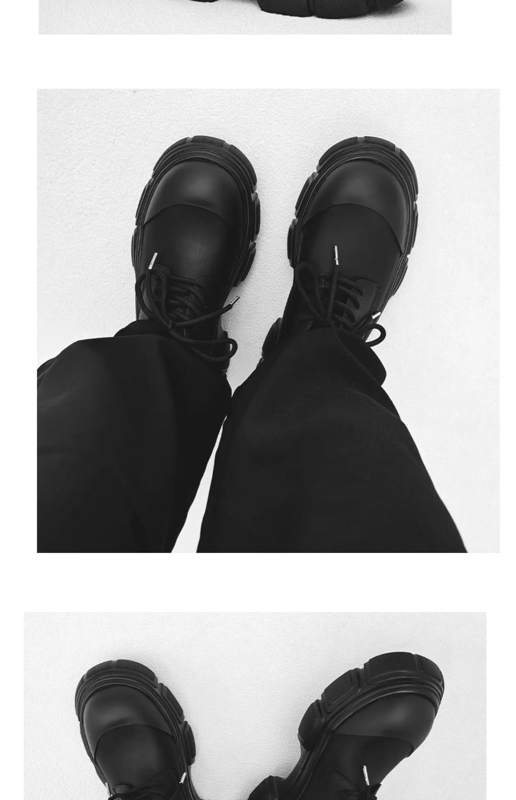 Black Thick Sole Casual Genuine Leather Dress Shoes Men Platform Heighten Japan Harajuku Korean Streetwear Fashion Shoes Man