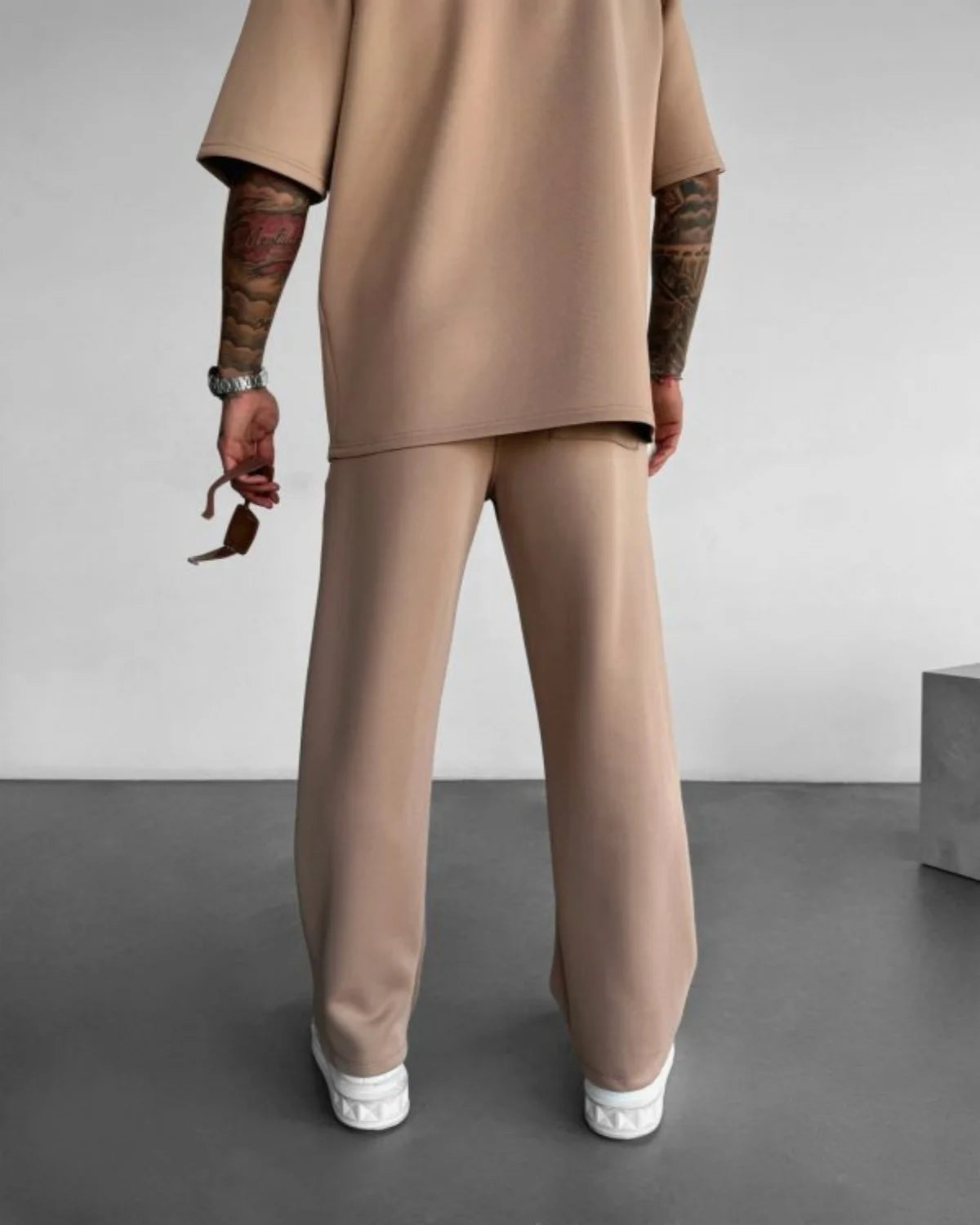 2025 Spring and summer men's new four seasons loose straight tube sports casual pants comfortable suit pants drawstring waistban - Clikcy