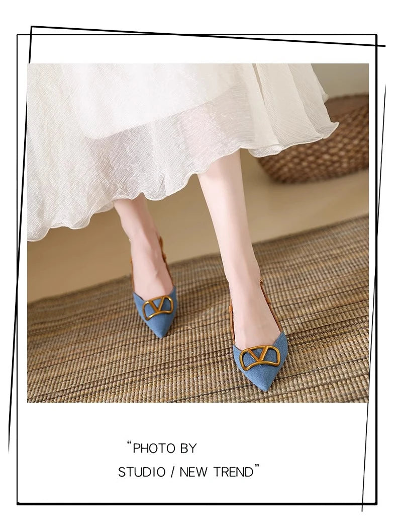 Fashion Slingback Black Comfortable Women Summer Pumps Shoes Outside Very High Heel Sandals 2025 Trend for Wedding Party Dress - Clikcy