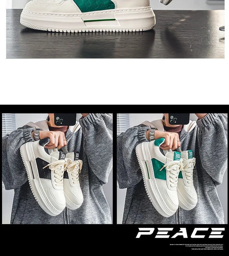 Men's Casual Shoes 2025 New Fashion Platform Shoes Outdoor Casual Sneakers Men Street Skate Shoe Lace-up Shoes Zapatillas Hombre - Clikcy