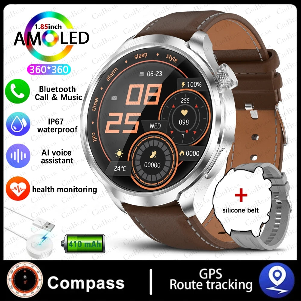 2025 New Smart Watch Men 1.85 Inch Compass 410 mAh Large Battery GPS Motion Track Bluetooth Call Health monitoring Smartwatches