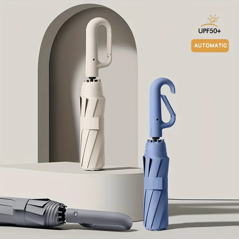 30 Bones Windproof Strong 105CM Reinforced Automatic Folding Umbrella for Men, Large Buckle Handle Wind and Water Resistant - Clikcy