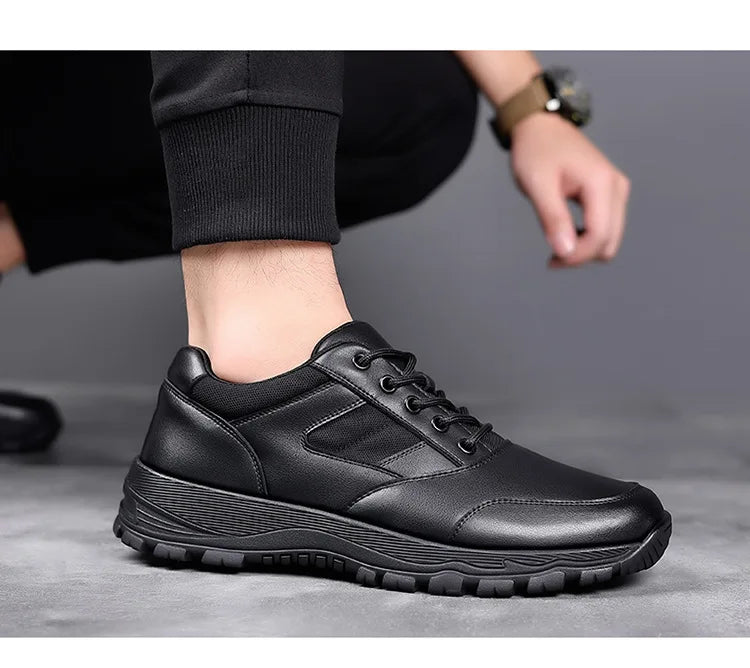 New Platform Cow Leather Casual Sneakers for Men Designer Autumn Winter Cotton Black Outdoor Men's Sports Shoes Zapatos Hombre - Clikcy