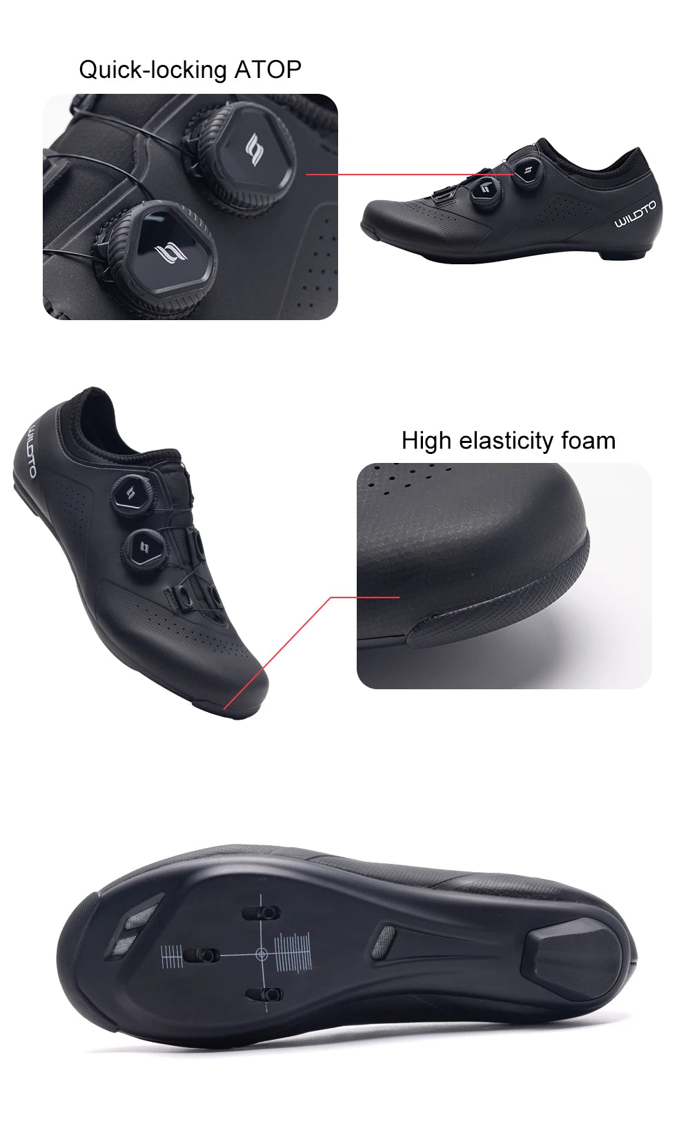 WILDTO Cycling Shoes Mens Road Bike Shoes Flat Speed New Hardness9 Glass Fiber Professional Cycling Sneakers SPD Cleats Footwear - Clikcy