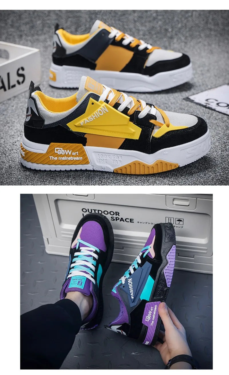 Men's Vulcanize Shoes 2024Designer Fashion Brand Sneakers Luxury Male Flat Platform Lace Up Casual Shoes for Men Tenis Masculino