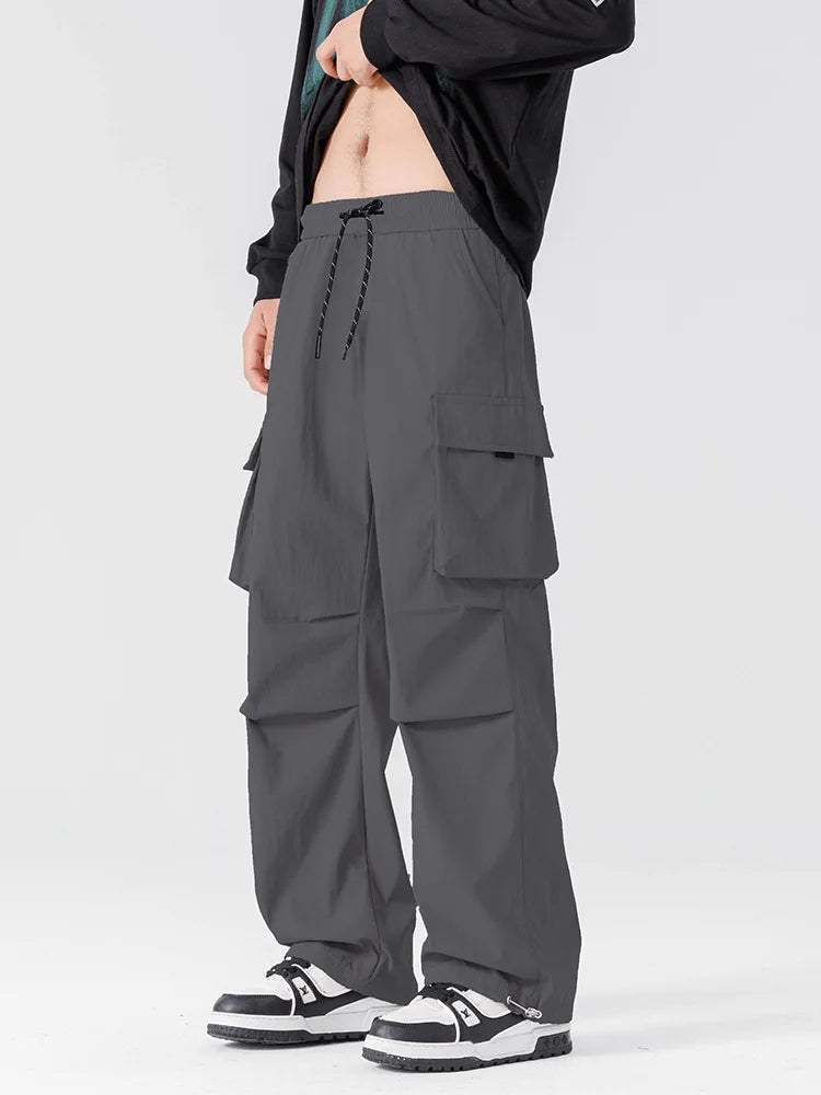 Plus Size 10xl 9xl 8xl Men's Straight Cargo Pants Spring Summer Multi-Pockets Streetwear Wide Leg Casual Baggy Straight Trousers - Clikcy