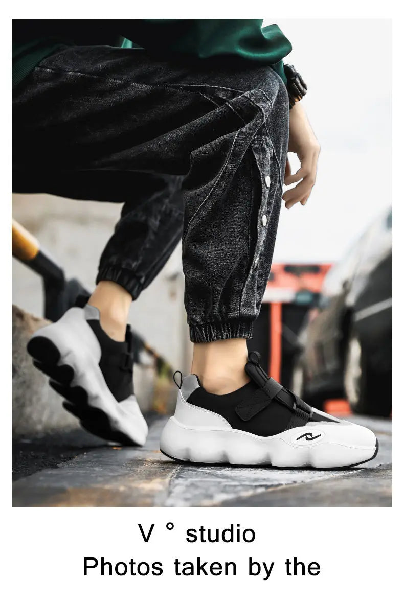 Summer Cool Man Shoes 2024 New Fashion Black Platform Sneakers Chunky Shoes Casual Y2k Trainers for Men