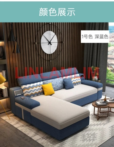 Tech Smart Sofa Bed Fabric Functional Sleeper Couch Convertible Sofas Bed Big Sofas Cama Nordic Salon with Bluetooth Audio,USB C