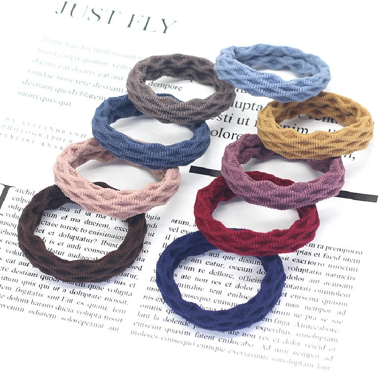 20PCS High Elasticity Fashion Hair Rope High Elasticity Jacquard Pattern Hair Ring Fashion Women's Headband Hair Accessories - Clikcy