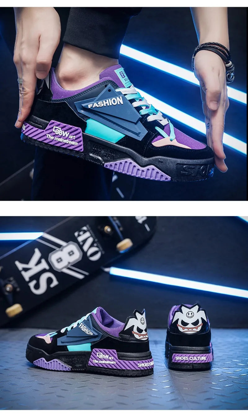 Men's Vulcanize Shoes 2024Designer Fashion Brand Sneakers Luxury Male Flat Platform Lace Up Casual Shoes for Men Tenis Masculino