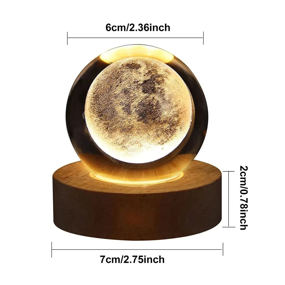 Unique 3D Crystal Ball Lamp with Galaxy and Planetary Projections USB Night Light for Cozy Atmosphere plasma ball - Clikcy