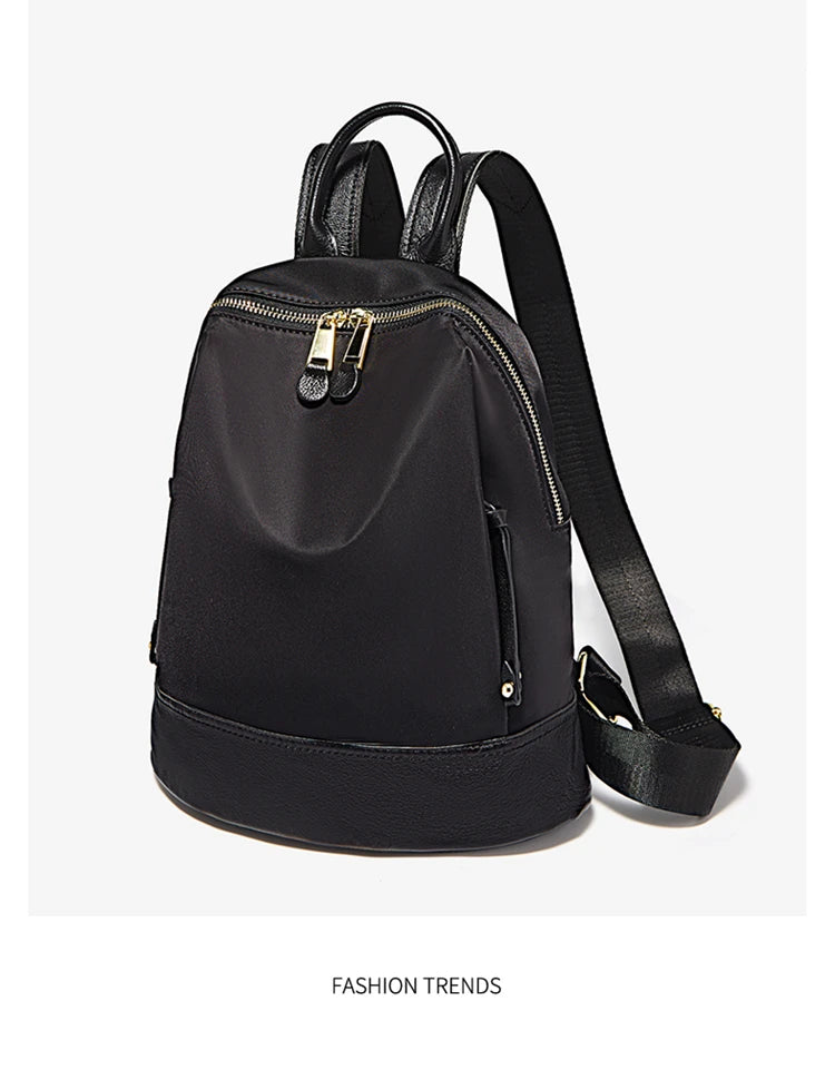 Marino Orlan Cow Leather Backpack for Women 2025 New Fashion Spring&Summer Waterproof Nylon Cloth Travel Student School Bag - Clikcy