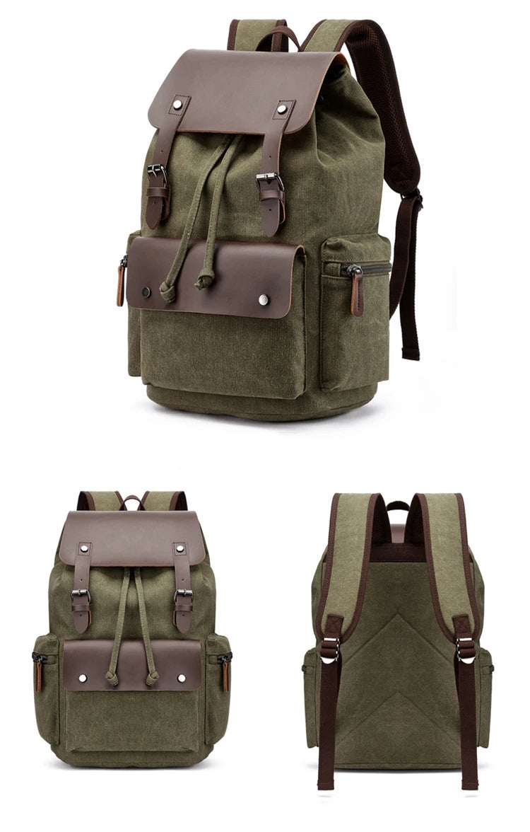 NEW Men's Backpack Vintage Canvas Backpack School Bag Men's Travel Bags Large Capacity Backpack Laptop Backpack Bag High Qualit - Clikcy