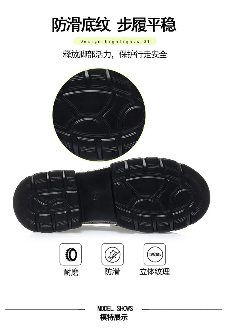 Platform Loafers New Women's Shoes Soft Leather Thick Heels British Small Round Toe Metal Decoration White Leather Shoes - Clikcy