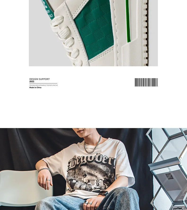 Men's Casual Shoes 2025 New Fashion Platform Shoes Outdoor Casual Sneakers Men Street Skate Shoe Lace-up Shoes Zapatillas Hombre - Clikcy