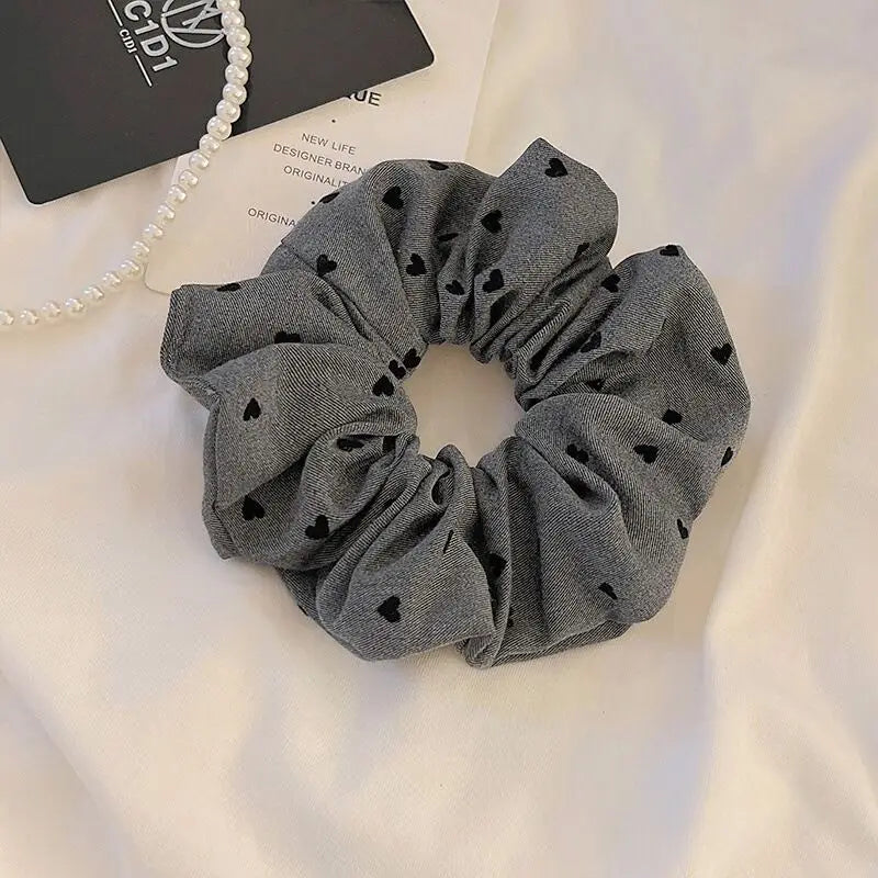 Elegant Black and Gray Cloth Bow Hair Rope for Women Temperament High Ponytail Hair Rope Fashion Girl Does Not Hurt The Hair Scr - Clikcy