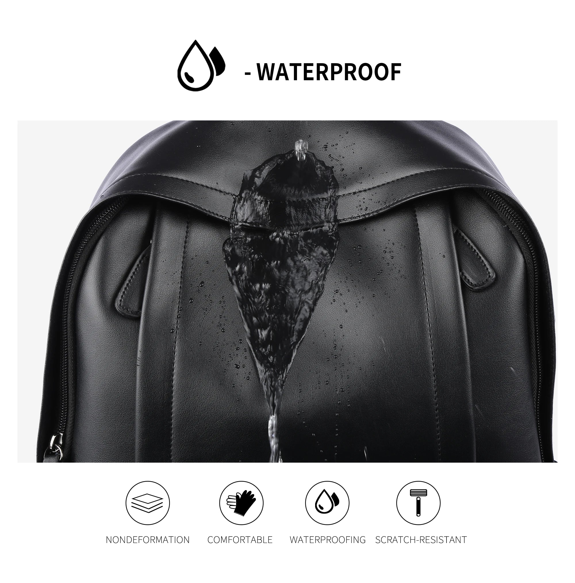 Leather Backpack for Men, 14 inch Laptop Backpack, Travel Daypack with USB Port, Water Resistant Leather Business Daypack - Clikcy