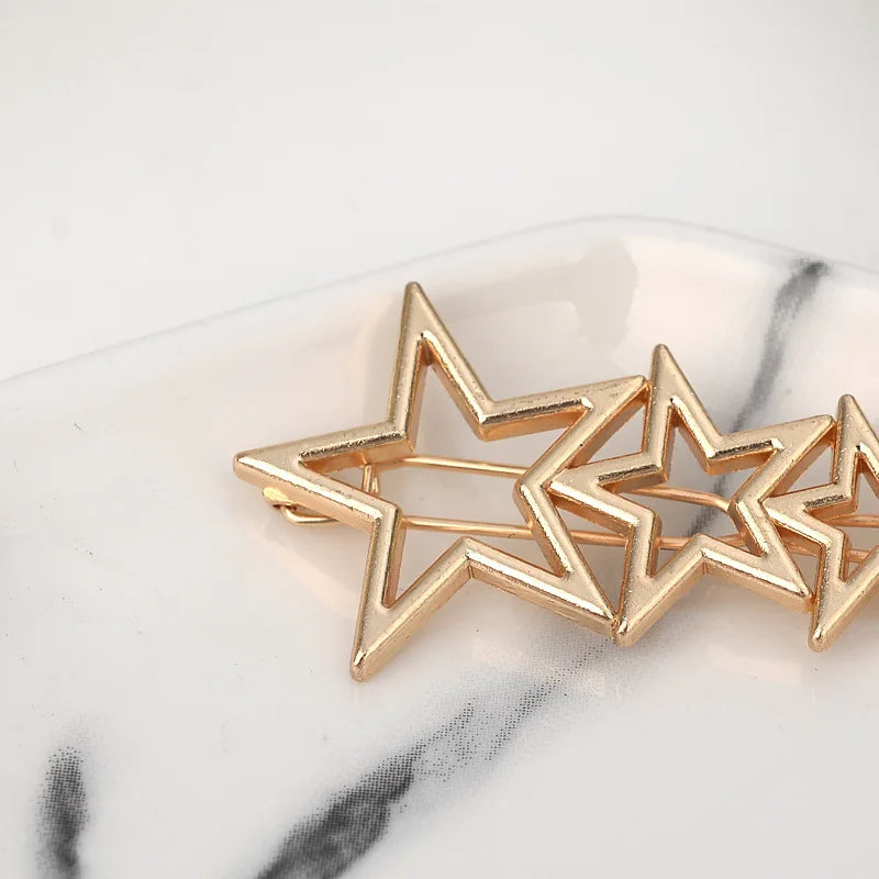 20240Fashion Woman Hair Accessories Triangle Hair Clip Pin Metal Geometric Alloy Moon Circle Hairgrip Barrette Girls Headwear - Clikcy