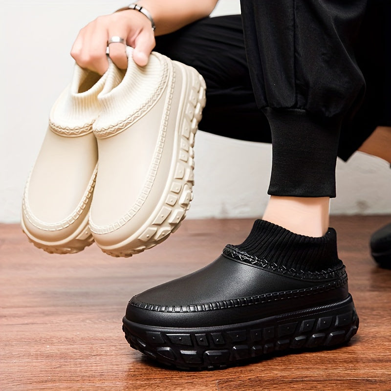 Men's Mule Shoes Thick Sole Couple Style Warm and Comfortable Spiral Toe Plus Velvet Shoes - Clikcy