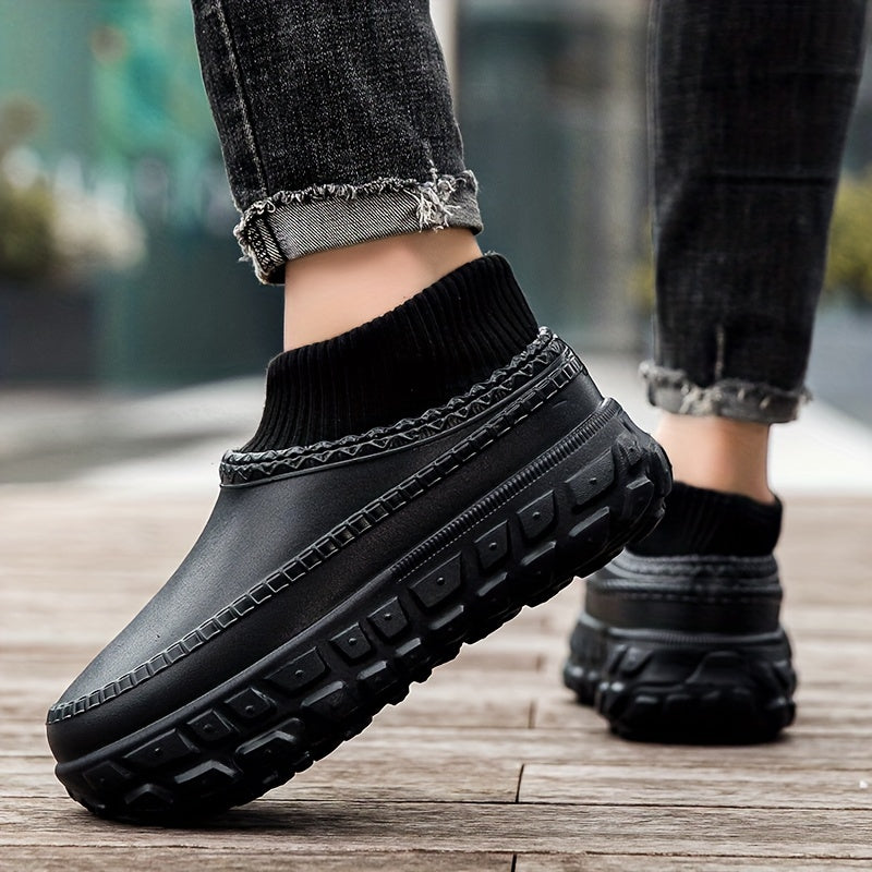 Men's Mule Shoes Thick Sole Couple Style Warm and Comfortable Spiral Toe Plus Velvet Shoes - Clikcy