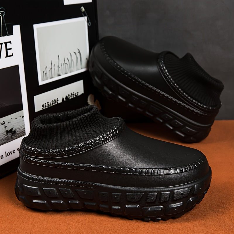 Men's Mule Shoes Thick Sole Couple Style Warm and Comfortable Spiral Toe Plus Velvet Shoes - Clikcy