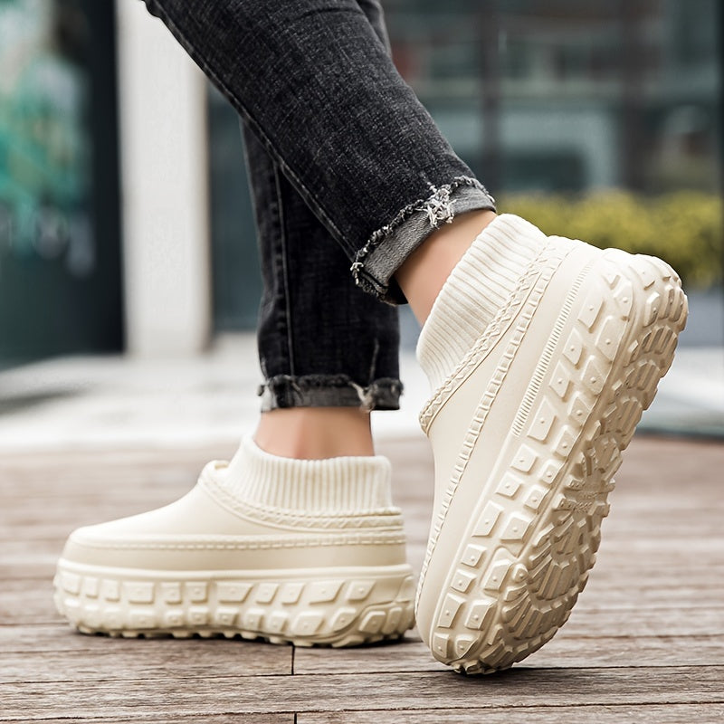 Men's Mule Shoes Thick Sole Couple Style Warm and Comfortable Spiral Toe Plus Velvet Shoes - Clikcy