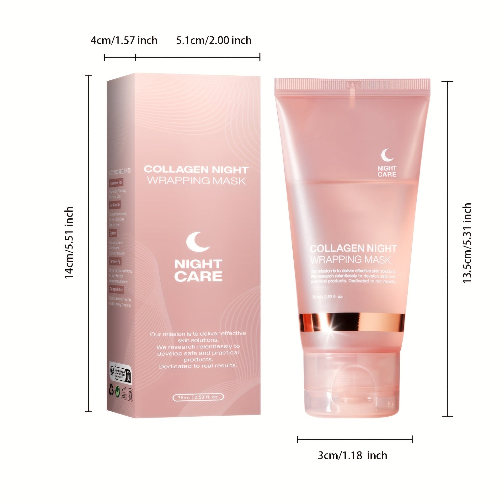 2.5 Fluid Ounces of Collagen Night Moisturizing Mask, Containing Hyaluronic Acid And Niacinamide, Enhances Skin Elasticity, Brightens Complexion, Hydrates, Tightens, And Smooths Fine Lines, Fragrance-Free, Suitable for All Sk - Clikcy