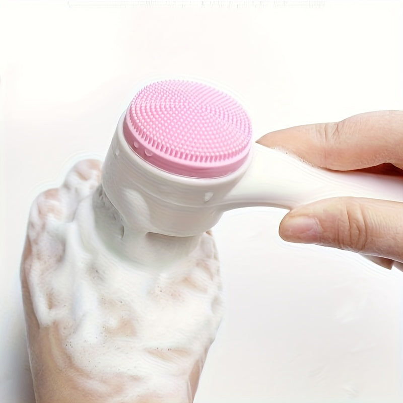 2-In-1 Silicone Face Cleanser - Gentle Exfoliation & Massage, Dual Soft Brushes Suitable for All Skin Types, Fragrance-Free - Clikcy